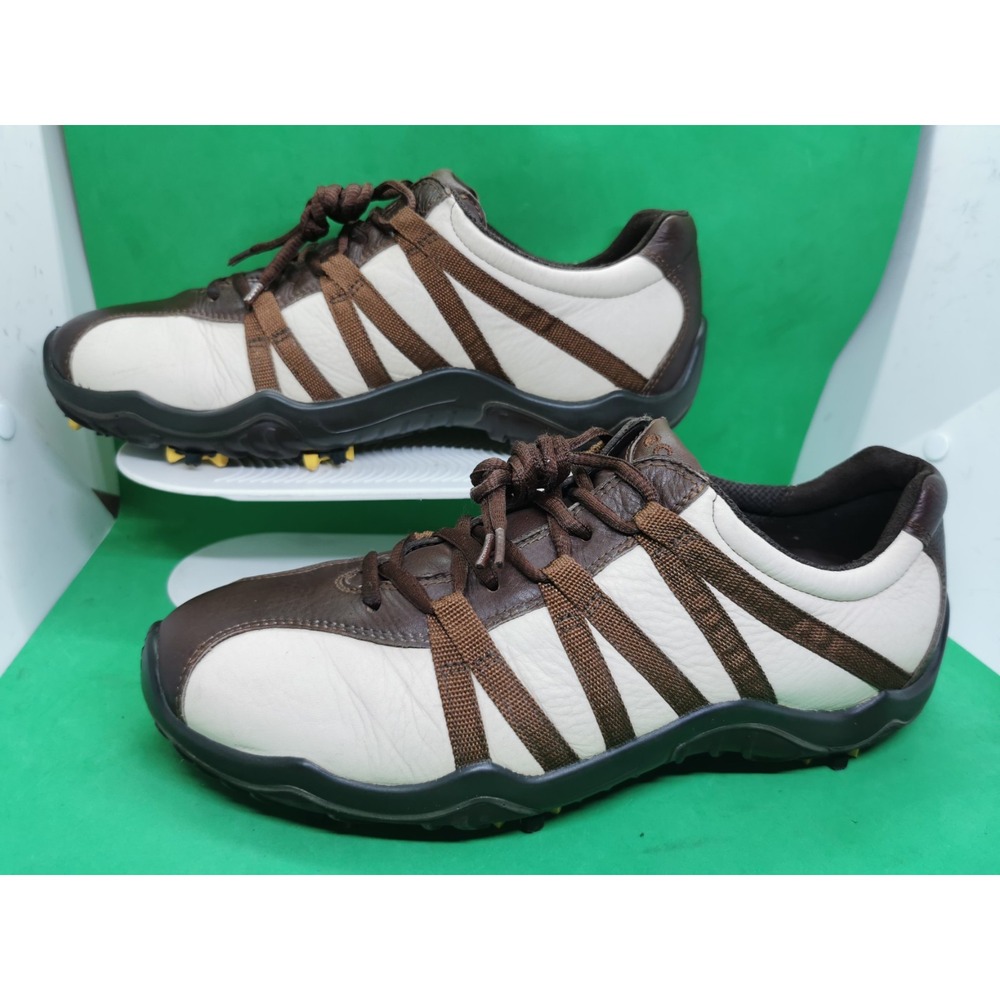 Ecco Golf Cas Cool Mens Brown Classic Leather Comfort Shoes spike Size 8.5/ 42 - Picture 12 of 16